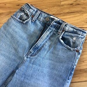 Abercrombie and Fitch The 90s Ultra High Rise Ripped Blue Jeans